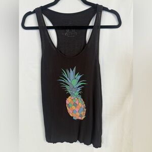 Vibrant Pineapple Graphic Black Tank Top